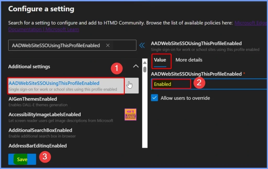 Enable Entra Website SSO using Configuration Profiles for Edge Browser using Microsoft 365 Admin Center - Fig.5