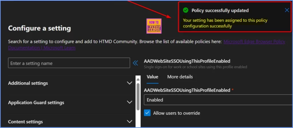 Enable Entra Website SSO using Configuration Profiles for Edge Browser using Microsoft 365 Admin Center - Fig.7