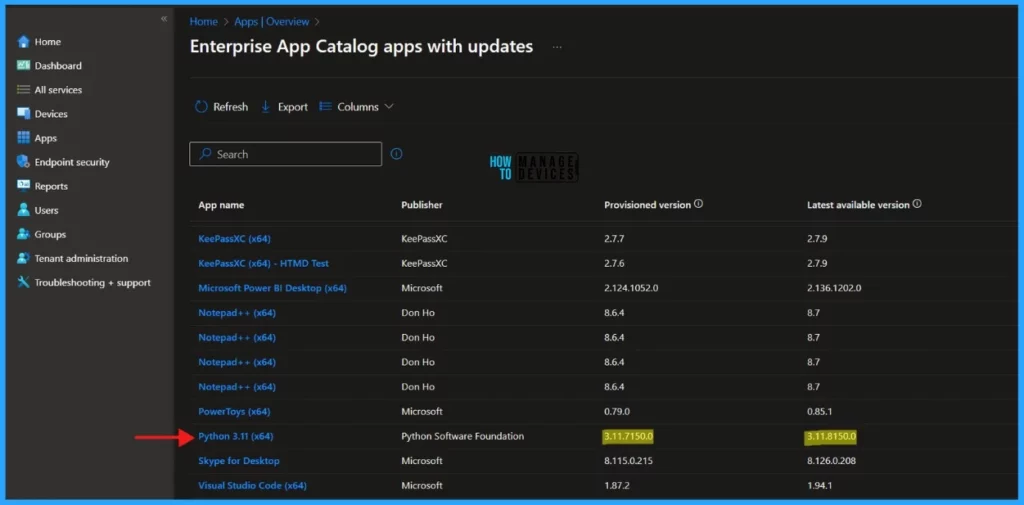 Best Guide to Update the Python Application with Enterprise App Management in Intune 3 Best Guide to Update the Python Application with Enterprise App Management in Intune. Fig.03
