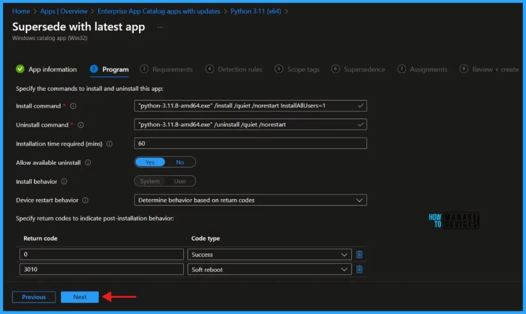Best Guide to Update the Python Application with Enterprise App Management in Intune 7 Best Guide to Update the Python Application with Enterprise App Management in Intune. Fig.07