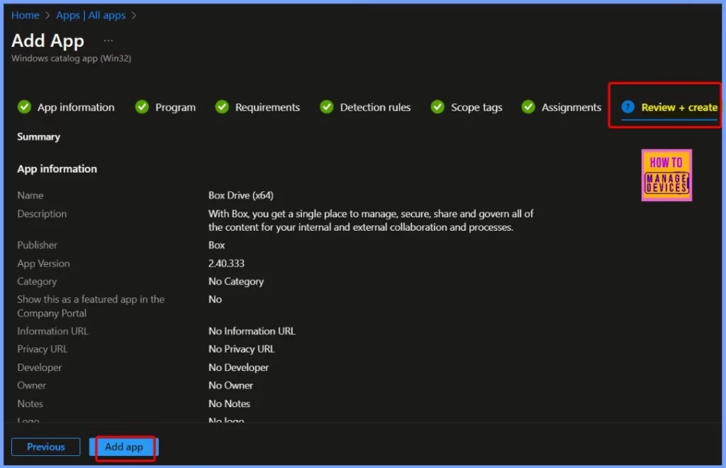 Install Box Drive with Intune Enterprise App Catalog App - Fig.9