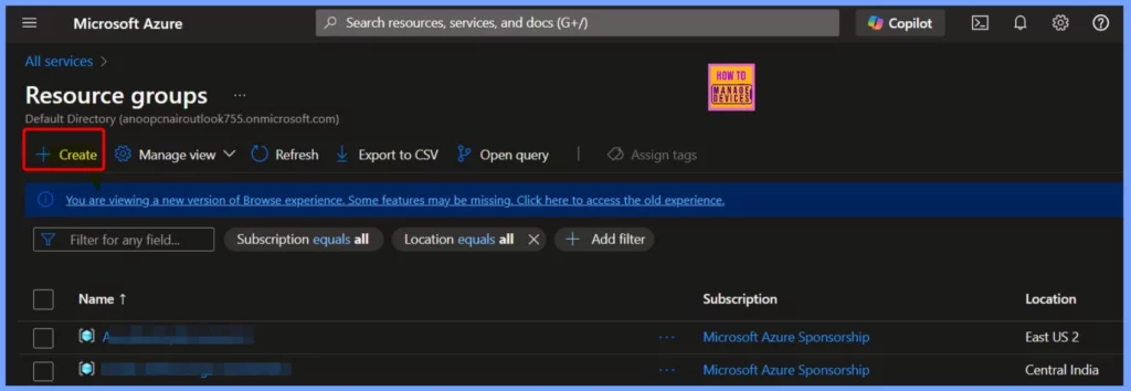 Easy Way to Create an Azure Resource Group on Azure Portal - Fig.3