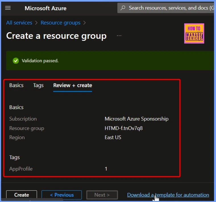 Easy Way to Create an Azure Resource Group on Azure Portal - Fig.6