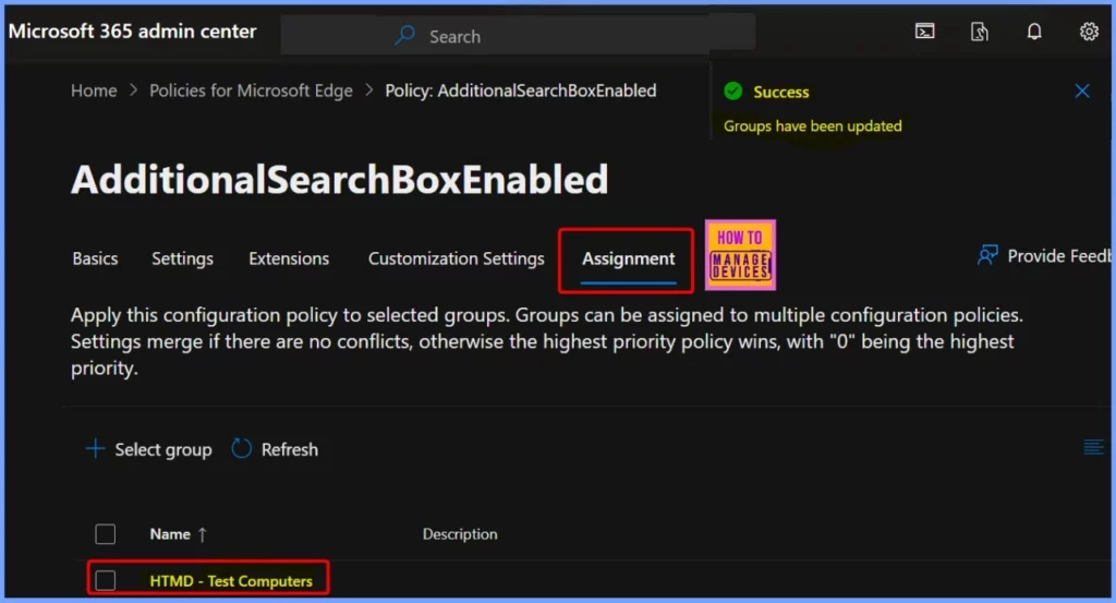 Enable Additional Search Box in Edge Browser using Microsoft 365 Admin Center Policy 11 Enable Additional Search Box in Edge Browser using Microsoft 365 Admin Center - Fig.9