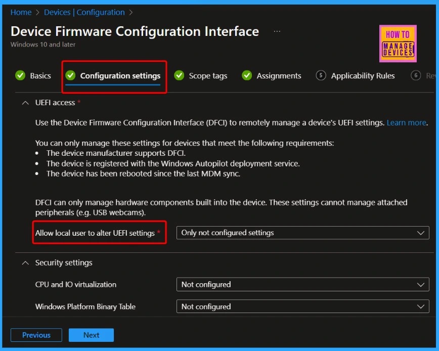 Intune Device Firmware Configuration Interface DFCI now Supports VAIO Devices Running Windows 10 and 11 - Fig.3