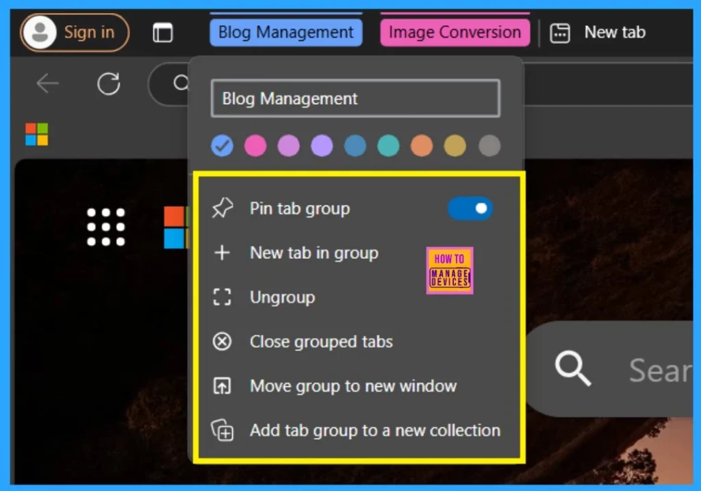 Microsoft Edge Browser Uses AI to Automatically Group and Ungroup Tabs by Common Themes 7 Microsoft Edge Browser Uses AI to Automatically Group and Ungroup Tabs by Common Themes Fig.6