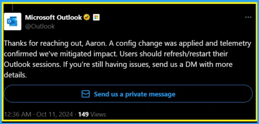 Microsoft Outlook Outage Worldwide Users Face Email Logins Blocked App Crashes Reported-Fig.2 Creds to Microsoft Outlook