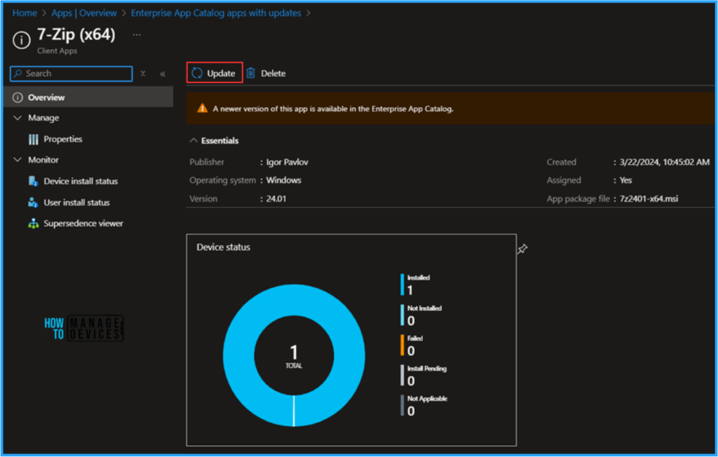 7-Zip Update with Enterprise App Catalog App in Intune Best Step-by-Step Guide 4 Best Step-by-Step Guide to Use 7-Zip Update with Enterprise App Catalog App in Intune. Fig. 4
