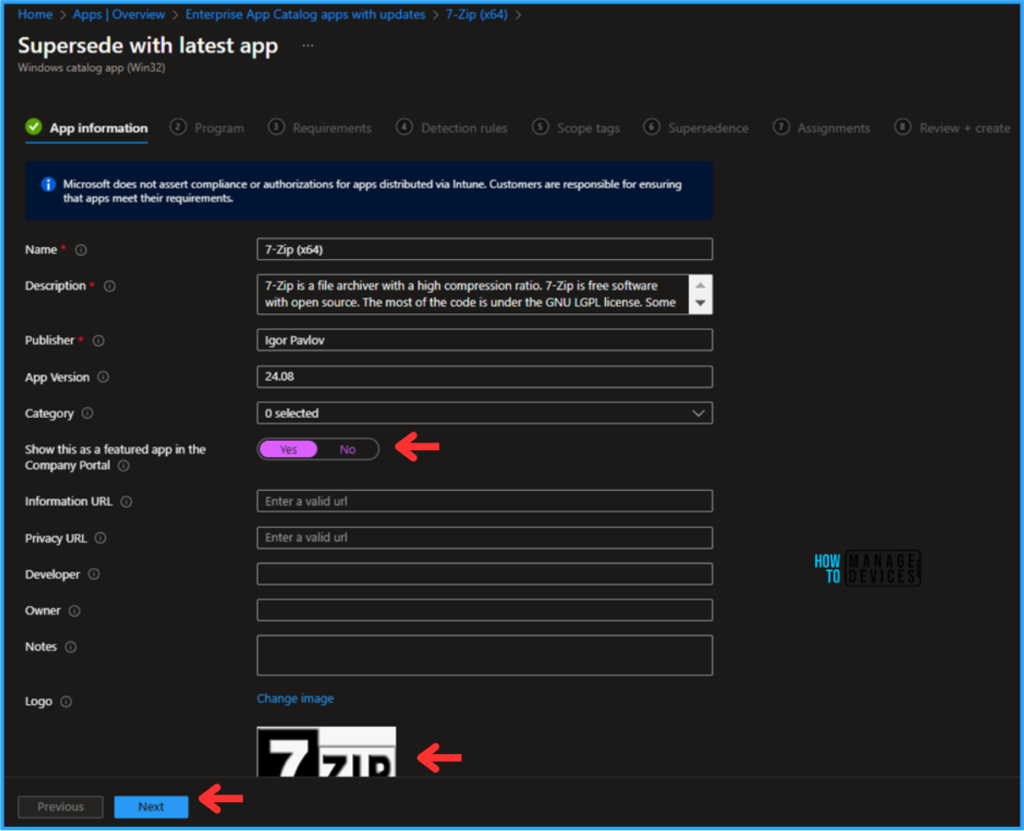 7-Zip Update with Enterprise App Catalog App in Intune Best Step-by-Step Guide 5 Best Step-by-Step Guide to Use 7-Zip Update with Enterprise App Catalog App in Intune. Fig. 5