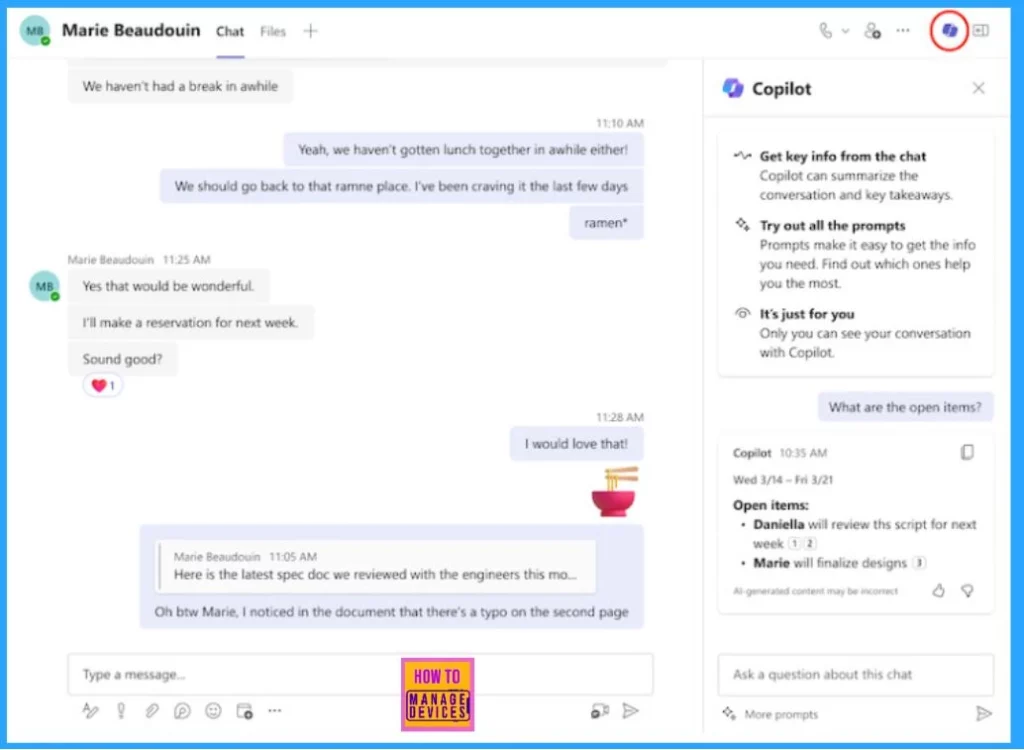 Microsoft 365 Copilot in Teams for Chat Meeting Calls Generally Available - Fig.1 (Image credited to MS)