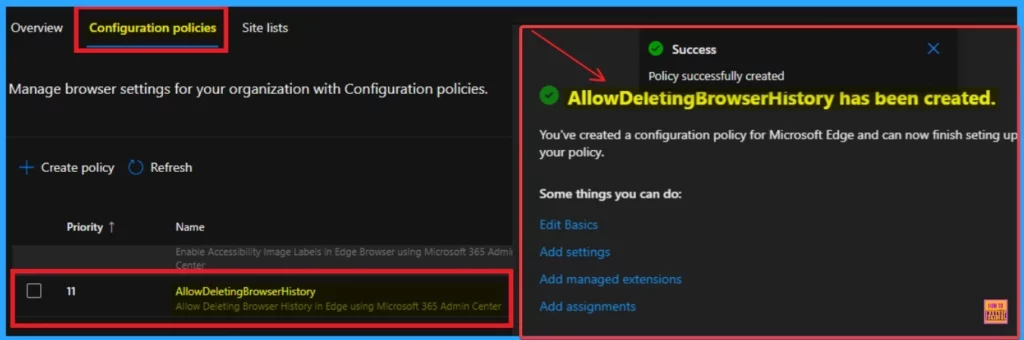 Enable Disable Deleting Browser History in Edge using the Microsoft 365 Admin Center Policy - Fig.3