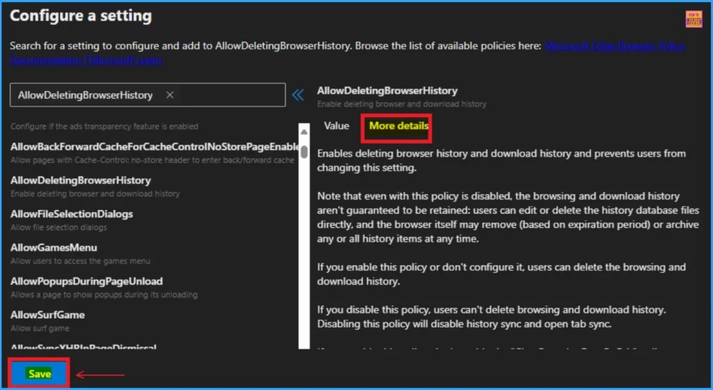 Enable Disable Deleting Browser History in Edge using the Microsoft 365 Admin Center Policy - Fig.6