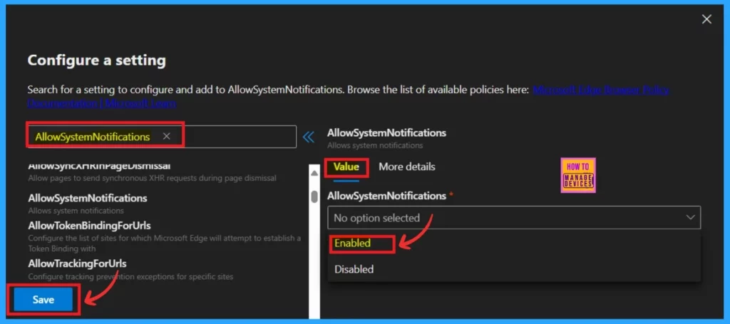 Enable Disable System Notifications in Edge Browser using the Microsoft 365 Admin Center Configuration Policy-Fig.6