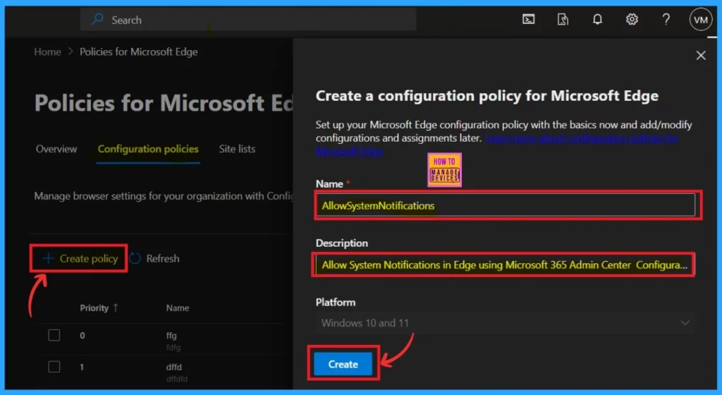 Enable Disable System Notifications in Edge Browser using the Microsoft 365 Admin Center Configuration Policy-Fig.2