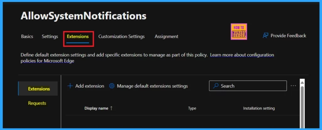 Enable Disable System Notifications in Edge Browser using the Microsoft 365 Admin Center Configuration Policy-Fig.7