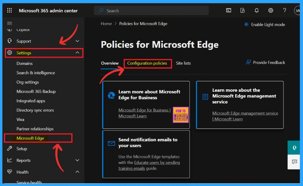 Enable Disable System Notifications in Edge Browser using the Microsoft 365 Admin Center Configuration Policy-Fig.1