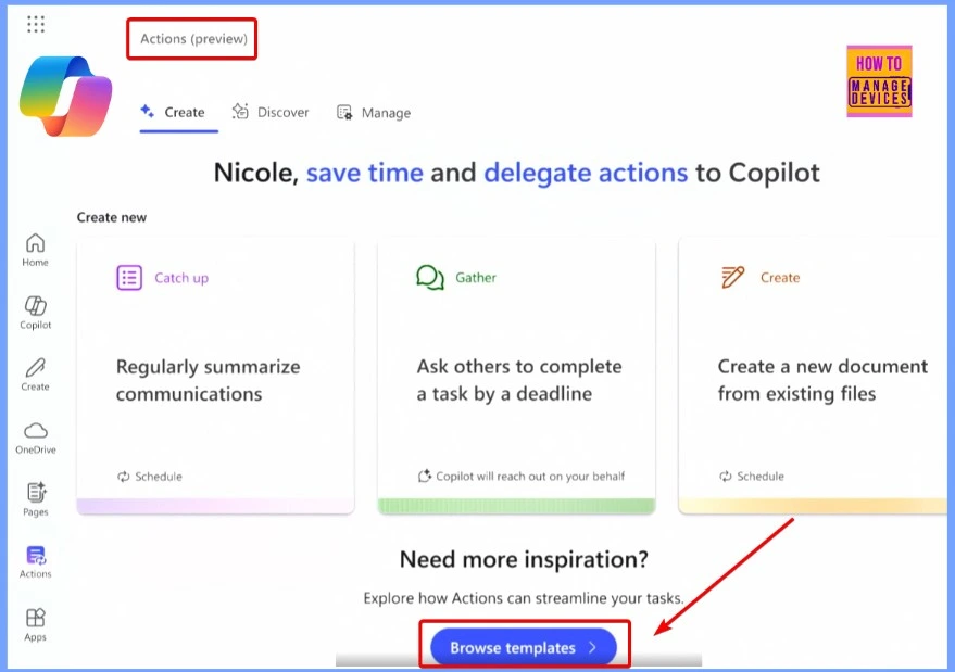New Copilot Actions to Customize Your Template Settings to Automate Everyday Tasks - Fig.1 - Creds to MS