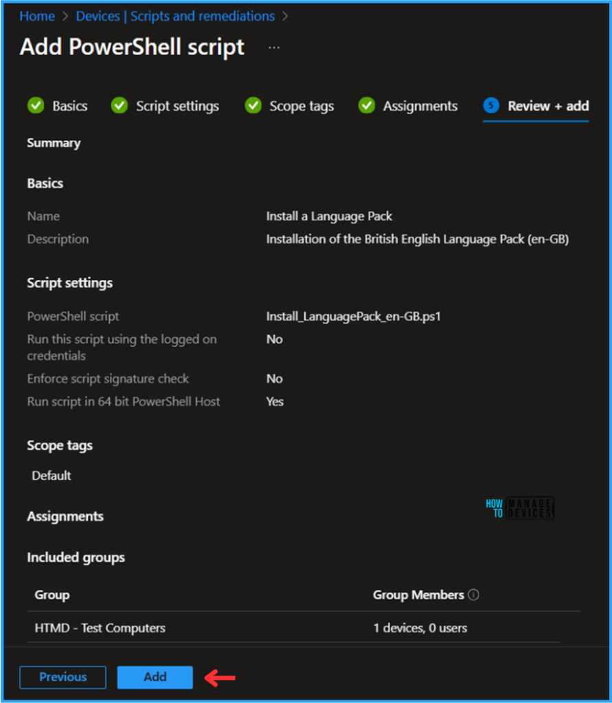 Easy Way to Install a Language Pack Using Intune PowerShell Script. Fig. 7
