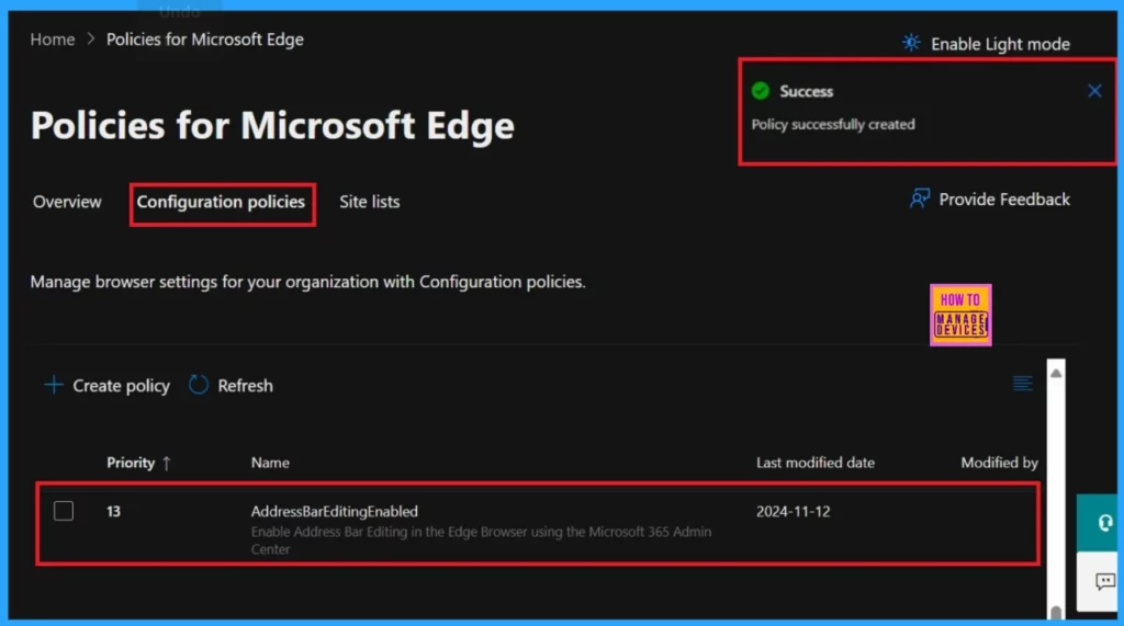 Enable Address Bar Editing in the Edge Browser using the Microsoft 365 Admin Center Policy 4 Enable Address Bar Editing in the Edge Browser using the Microsoft 365 Admin Center Policy - Fig.3