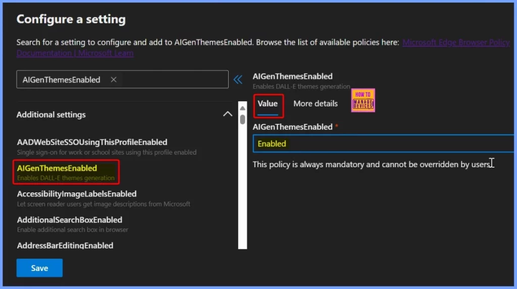 Enable AI Gen Themes in Edge Browser using Microsoft 365 Admin Center Configuration Policy 7 Enable AI Gen Themes in Edge Browser using Microsoft 365 Admin Center Policy - Fig.5
