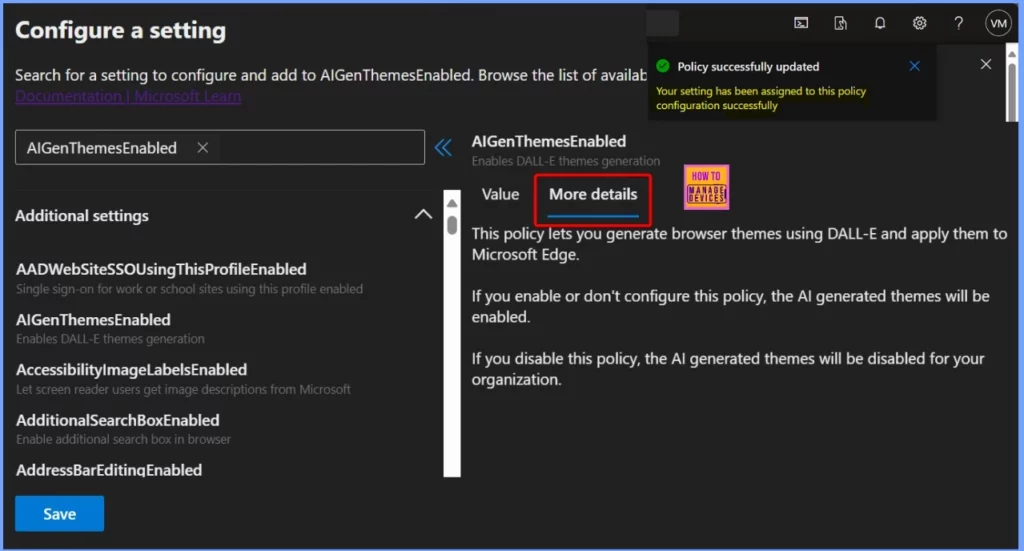 Enable AI Gen Themes in Edge Browser using Microsoft 365 Admin Center Configuration Policy 8 Enable AI Gen Themes in Edge Browser using Microsoft 365 Admin Center Policy - Fig.6