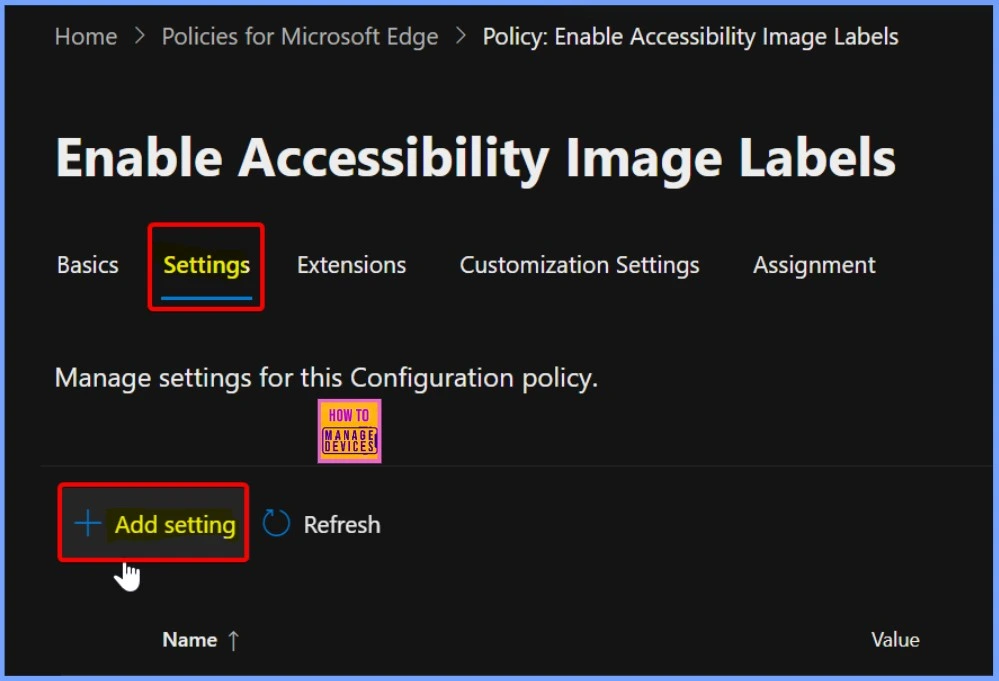 Enable Accessibility Image Labels in Edge Browser using Microsoft 365 Admin Center - Fig.5