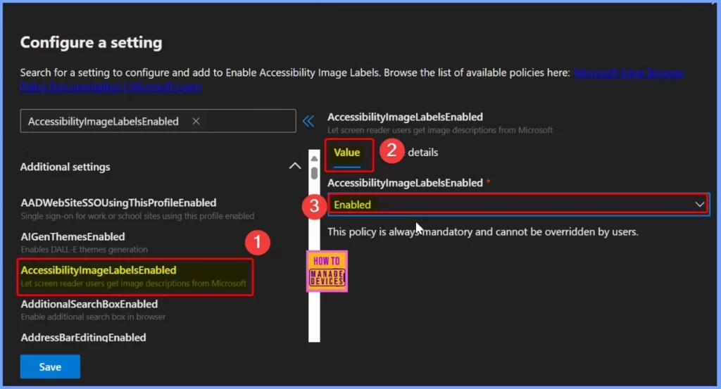 Enable Accessibility Image Labels in Edge Browser using Microsoft 365 Admin Center - Fig.6