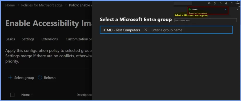 Enable Accessibility Image Labels in Edge Browser using Microsoft 365 Admin Center - Fig.9