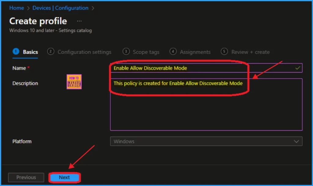 Enable Disable Allow Discoverable Mode in Bluetooth using Intune Policy Settings Catalog 4 Enable Disable Allow Discoverable Mode in Bluetooth using Intune Policy Settings Catalog - Fig.3