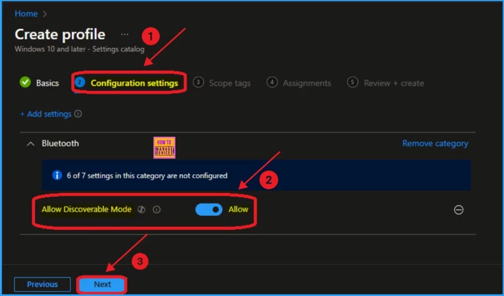 Enable Disable Allow Discoverable Mode in Bluetooth using Intune Policy Settings Catalog 7 Enable Disable Allow Discoverable Mode in Bluetooth using Intune Policy Settings Catalog - Fig.5