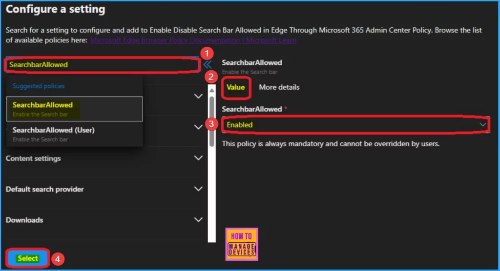 Enable Disable Search Bar Allowed in Edge Through Microsoft 365 Admin Center Policy 4 Enable Disable Search Bar Allowed in Edge Through Microsoft 365 Admin Center Policy - Fig.3