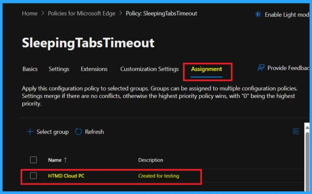 Enable Disable Sleeping Tabs Timeout in Edge Browser using the Microsoft 365 Admin Center Policy 10 Enable Disable Sleeping Tabs Timeout in Edge Browser using the Microsoft 365 Admin Center Policy-Fig.10