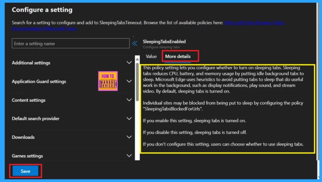 Enable Disable Sleeping Tabs Timeout in Edge Browser using the Microsoft 365 Admin Center Policy 6 Enable Disable Sleeping Tabs Timeout in Edge using the Microsoft 365 Admin Center-Fig.6