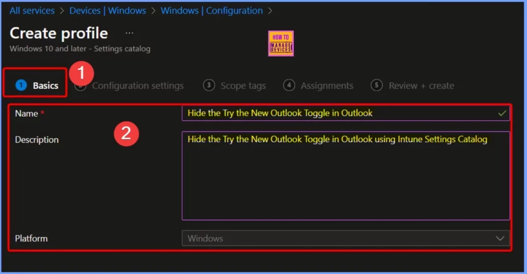 Hide the Try the New Outlook Toggle in Outlook using Intune Settings Catalog Policy 6 Hide the Try the New Outlook Toggle in Outlook using Intune Settings Catalog Policy - Fig.3
