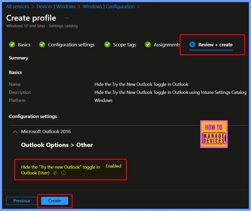 Hide the Try the New Outlook Toggle in Outlook using Intune Settings Catalog Policy 10 Hide the Try the New Outlook Toggle in Outlook using Intune Settings Catalog Policy - Fig.7