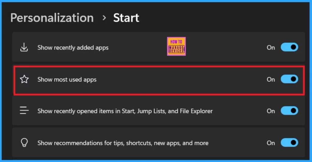 4 Methods to Enable Disable Most Used Apps List on Start Menu in Windows 11 4 4 Methods to Enable Disable Most Used Apps List on Start Menu in Windows 11-Fig.4