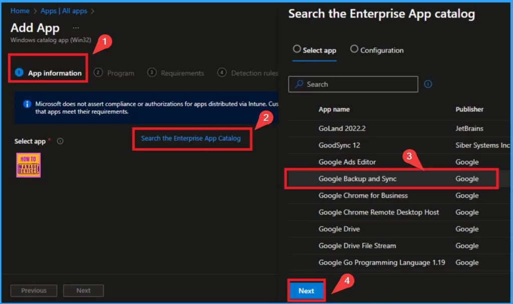 How to Install Google Backup and Sync App with Intune Using Enterprise App Catalog App - Fig.2