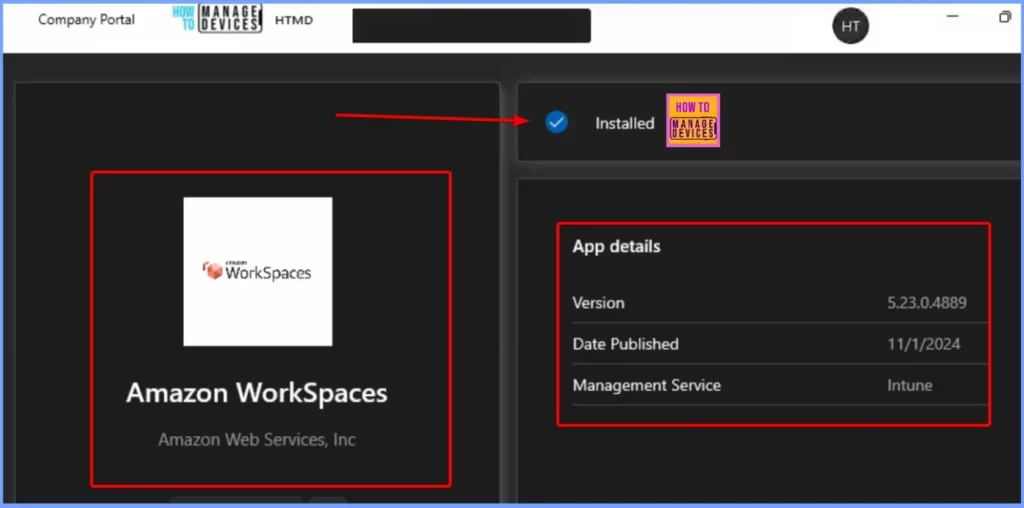 How to Install Amazon WorkSpaces with Intune Enterprise App Catalog App 11 How to Install Amazon WorkSpaces with Intune Enterprise App Catalog App - Fig.9