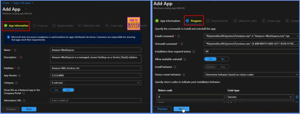How to Install Amazon WorkSpaces with Intune Enterprise App Catalog App 6 How to Install Amazon WorkSpaces with Intune Enterprise App Catalog App - Fig.4