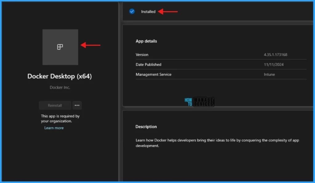 Step-by-Step Guide Install Docker Desktop with Intune Enterprise App Catalog App. Fig.13