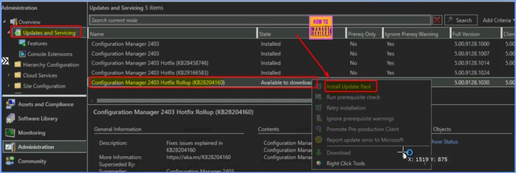 KB28204160 Task Sequence Reboot and Content Download Failure Issues Fixed SCCM 2403 Rollup Update 6 Issues Fixed in the Update Rollup for SCCM Version 2403 - Fig.2