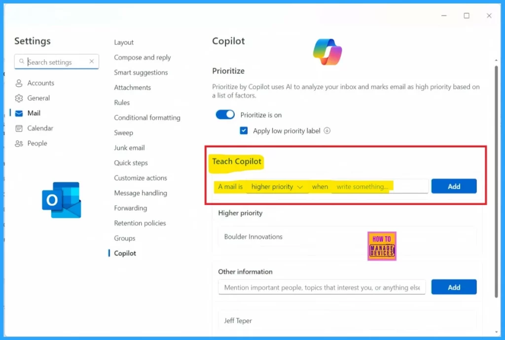 Introducing New Outlook Email Priority by Copilot settings by Copilot-Fig.3 Cred to MS