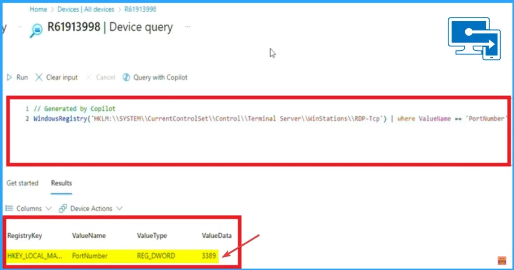 Troubleshoot Remote Desktop Issues in Intune | Finding Registry Value with Query using Copilot 4 Troubleshoot Remote Desktop Issues in Intune | Finding Registry Value with Query using Copilot - Fig.4 - Creds to MS