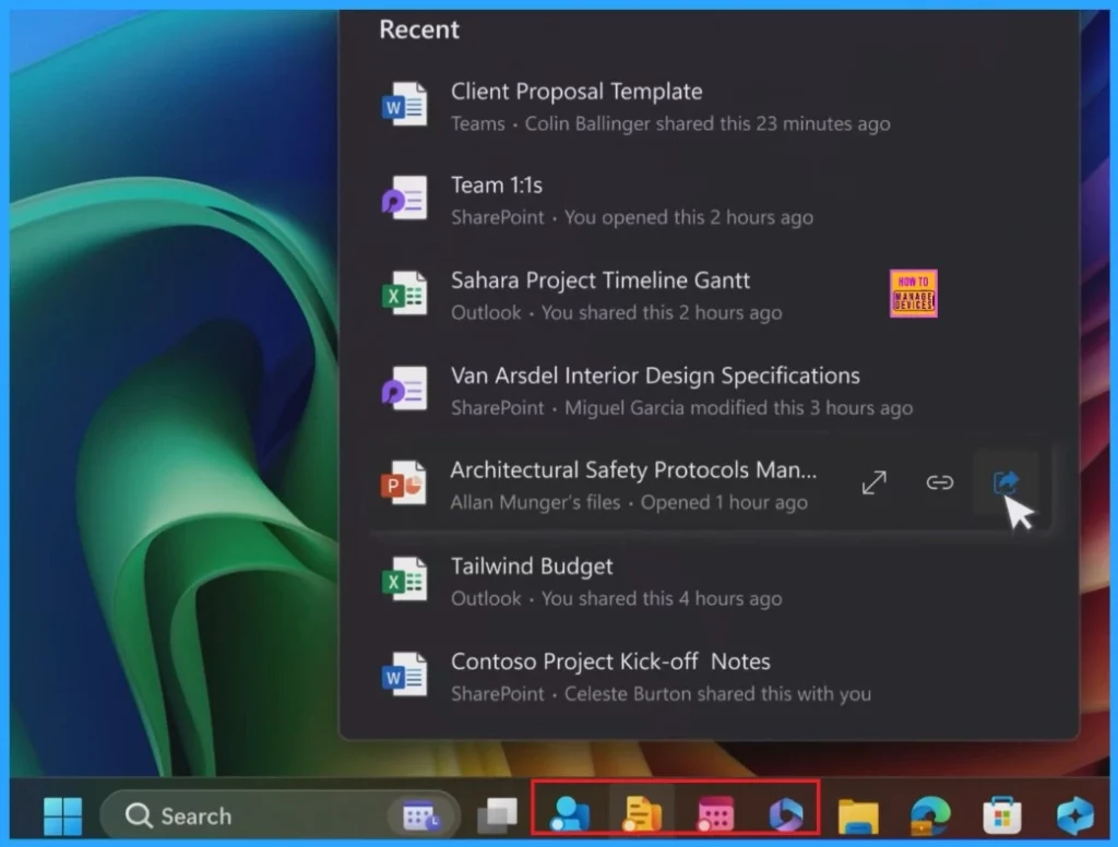 New Microsoft 365 Taskbar Experiences People Files and Calendar at Your Fingertips 3 New Microsoft 365 Taskbar Experiences People Files and Calendar at Your Fingertips -Fig.2 Creds to MS