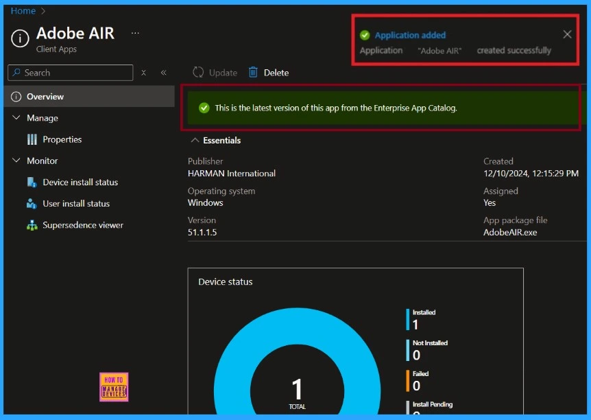 How to Deploy Adobe AIR Using Enterprise App Catalog App with Intune 14 How to Deploy Adobe AIR Using Enterprise App Catalog App with Intune Fig.13