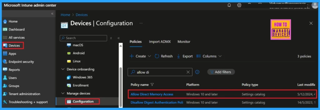 How to Allow Direct Memory Access for Data Protection Through Intune Settings Catalog 12 How to Allow Direct Memory Access for Data Protection Through Intune Policy Settings Catalog - Fig.12