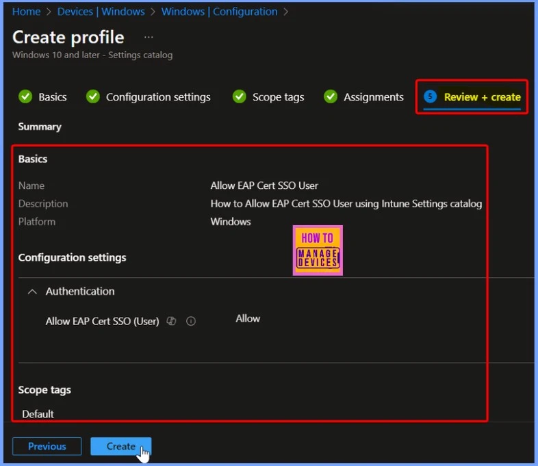 How to Allow EAP Cert SSO User in Windows using Intune Settings Catalog - Fig.7