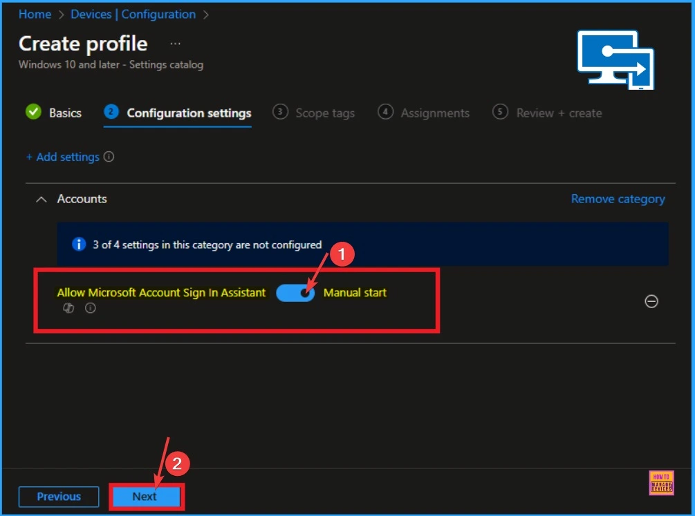 Allow Manual Start of Microsoft Account Sign In Assistant Using Intune Settings Catalog 6 Allow Manual Start of Microsoft Account Sign In Assistant Using Intune Settings Catalog - Fig.6