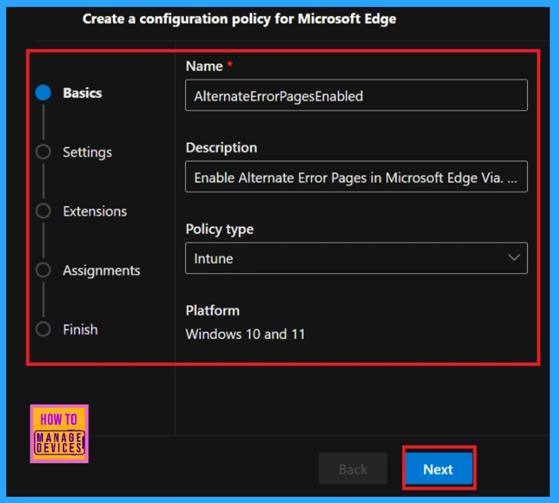 Enable Alternate Error Pages in Microsoft Edge Via Microsoft 365 Admin Center Policy - Fig.2