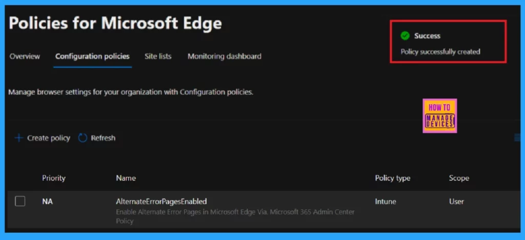 Enable Alternate Error Pages in Microsoft Edge Via Microsoft 365 Admin Center Policy - Fig.12